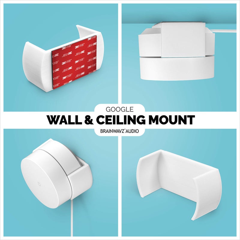 BRAINWAVZ Screwless Wall & Ceiling Mount for Google WiFi Home Mesh System Holder, No Tools Required, Easy to Install, No Mess, No Drilling, Strong VHB Adheasive Mount, White - Image 4